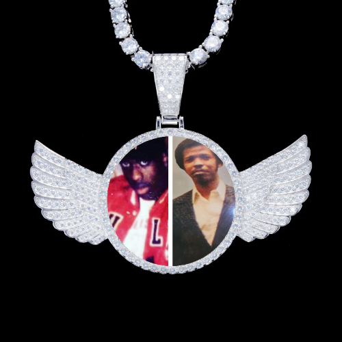 925S & VVS Moissanite 3D Wing Custom Picture Pendant