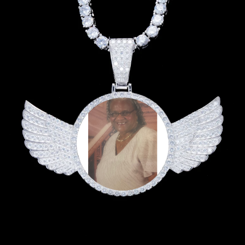925S & VVS Moissanite 3D Wing Custom Picture Pendant