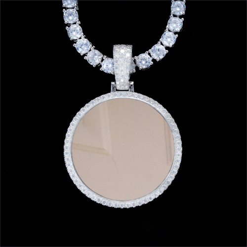 925S & VVS Moissanite 3D Circle Custom Picture Pendant