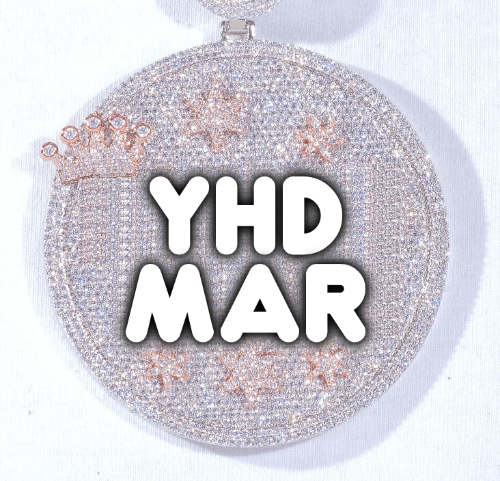 CUSTOM LETTER NECKLACE 3D BIG CROWN DISC