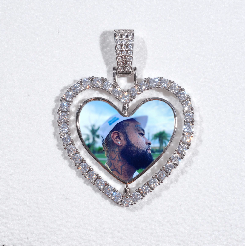 3D Spinning 2-Faced Heart Custom Picture Pendant