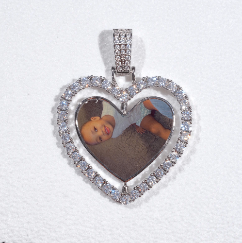 3D Spinning 2-Faced Heart Custom Picture Pendant
