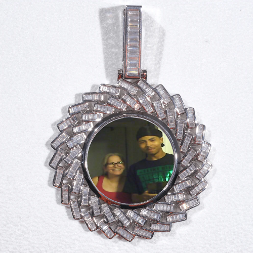 Large 3D Baguette Custom Picture Pendant