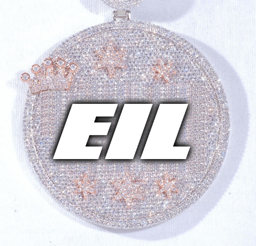 CUSTOM LETTER NECKLACE 3D BIG CROWN DISC