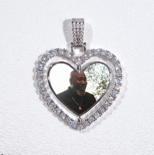 3D Spinning 2-Faced Heart Custom Picture Pendant