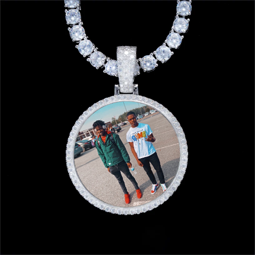 925S & VVS Moissanite 3D Circle Custom Picture Pendant