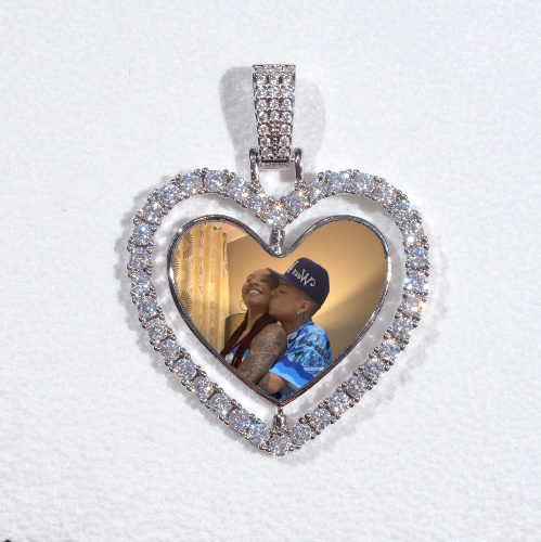 3D Spinning 2-Faced Heart Custom Picture Pendant