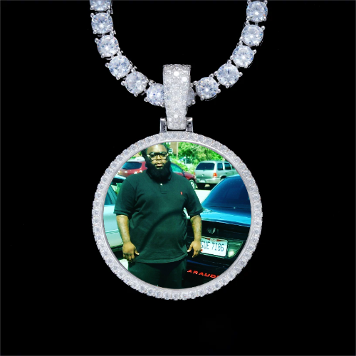 925S & VVS Moissanite 3D Circle Custom Picture Pendant