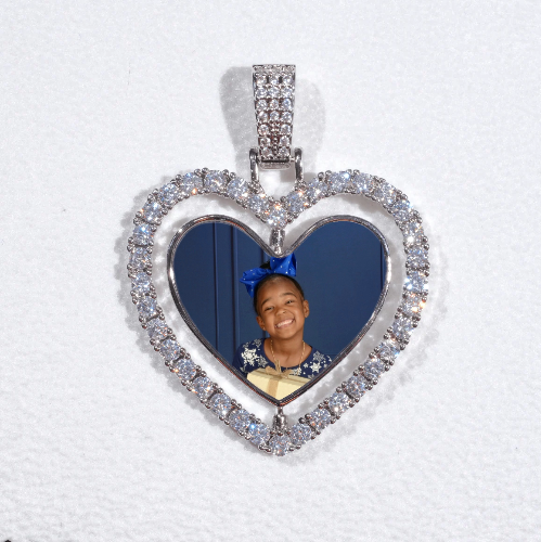 3D Spinning 2-Faced Heart Custom Picture Pendant
