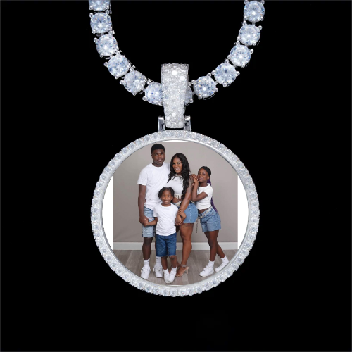 925S & VVS Moissanite 3D Circle Custom Picture Pendant