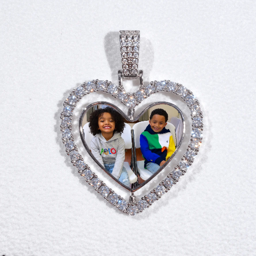 3D Spinning 2-Faced Heart Custom Picture Pendant