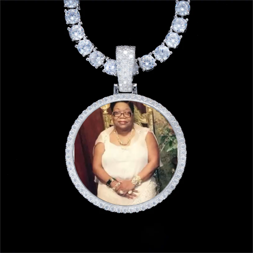 925S & VVS Moissanite 3D Circle Custom Picture Pendant