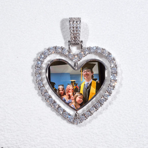 3D Spinning 2-Faced Heart Custom Picture Pendant