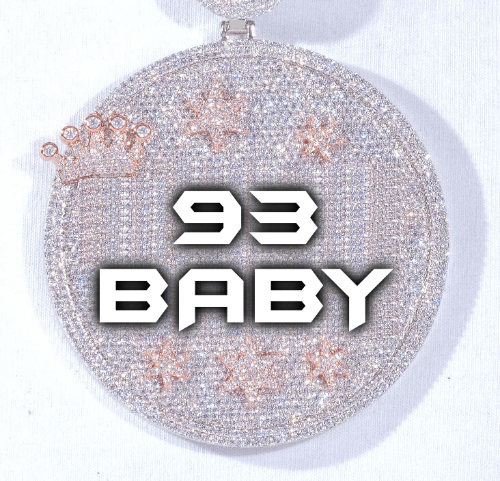 CUSTOM LETTER NECKLACE 3D BIG CROWN DISC