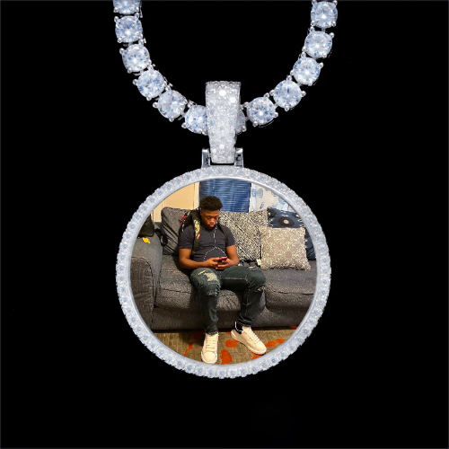 925S & VVS Moissanite 3D Circle Custom Picture Pendant