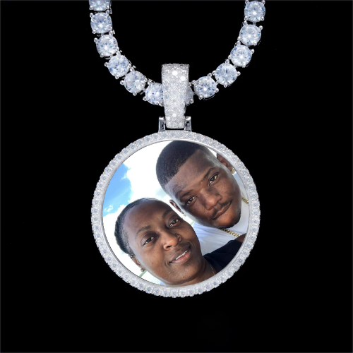 925S & VVS Moissanite 3D Circle Custom Picture Pendant