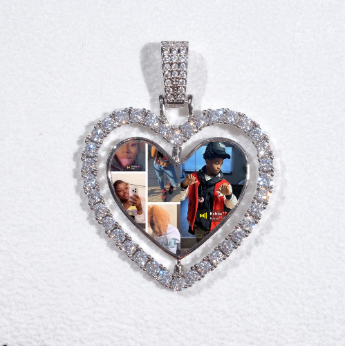 3D Spinning 2-Faced Heart Custom Picture Pendant