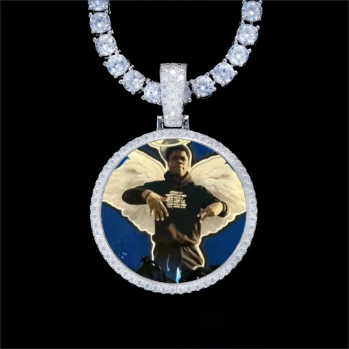 925S & VVS Moissanite 3D Circle Custom Picture Pendant