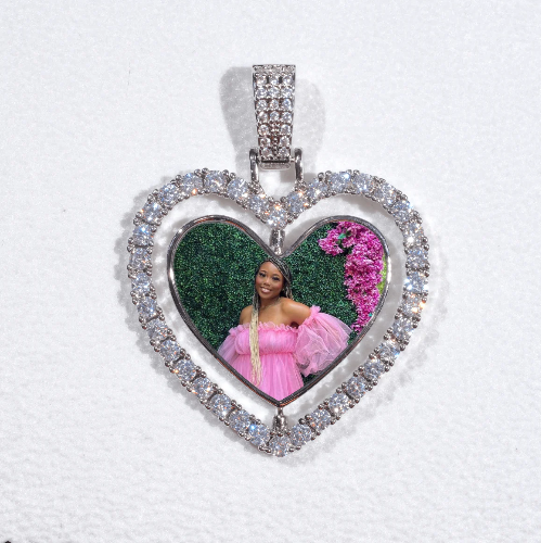 3D Spinning 2-Faced Heart Custom Picture Pendant