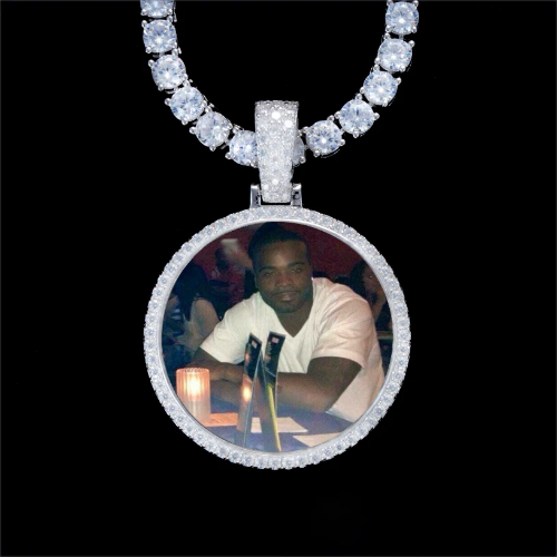 925S & VVS Moissanite 3D Circle Custom Picture Pendant