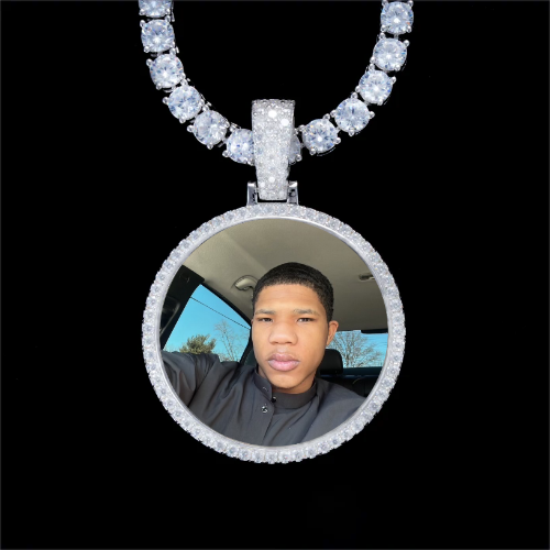 925S & VVS Moissanite 3D Circle Custom Picture Pendant
