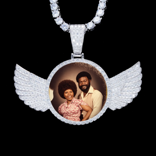 925S & VVS Moissanite 3D Wing Custom Picture Pendant