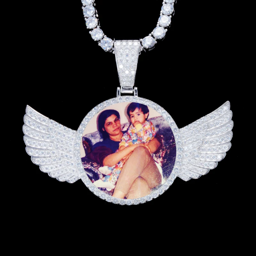 925S & VVS Moissanite 3D Wing Custom Picture Pendant