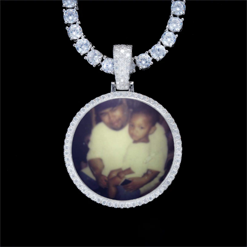 925S & VVS Moissanite 3D Circle Custom Picture Pendant