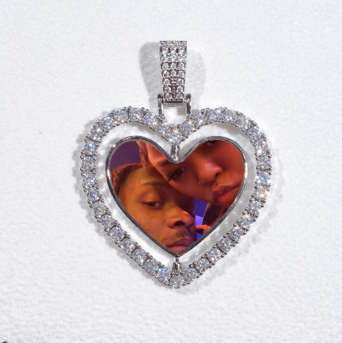 3D Spinning 2-Faced Heart Custom Picture Pendant