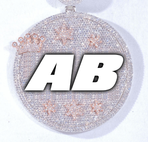 CUSTOM LETTER NECKLACE 3D BIG CROWN DISC