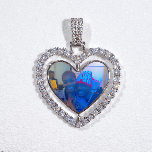 3D Spinning 2-Faced Heart Custom Picture Pendant