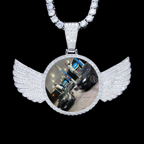 925S & VVS Moissanite 3D Wing Custom Picture Pendant