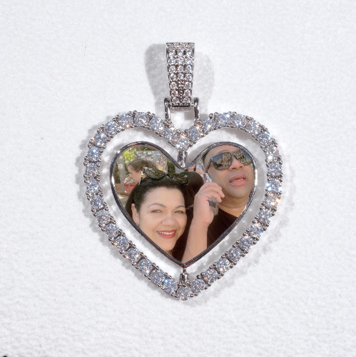 3D Spinning 2-Faced Heart Custom Picture Pendant