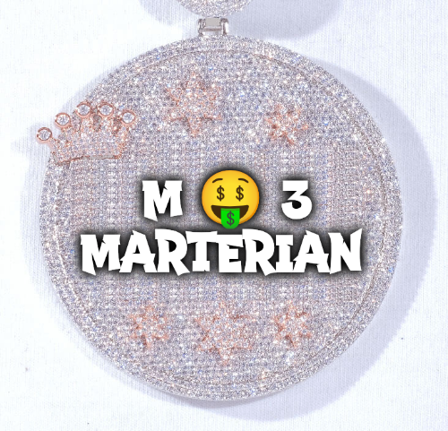 CUSTOM LETTER NECKLACE 3D BIG CROWN DISC