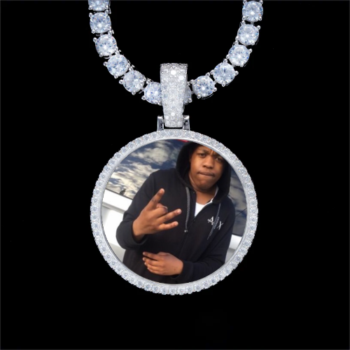 925S & VVS Moissanite 3D Circle Custom Picture Pendant