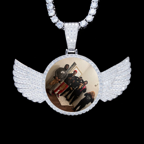 925S & VVS Moissanite 3D Wing Custom Picture Pendant
