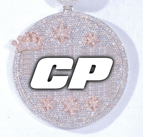 CUSTOM LETTER NECKLACE 3D BIG CROWN DISC