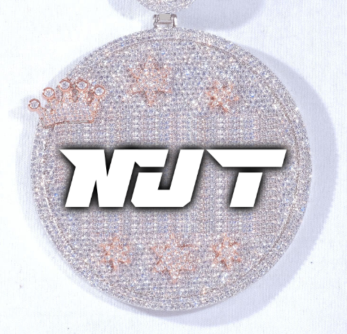 CUSTOM LETTER NECKLACE 3D BIG CROWN DISC