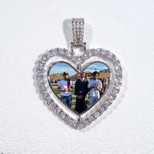 3D Spinning 2-Faced Heart Custom Picture Pendant