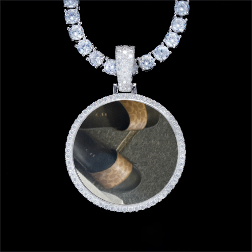925S & VVS Moissanite 3D Circle Custom Picture Pendant