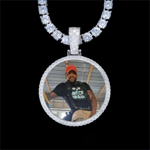 925S & VVS Moissanite 3D Circle Custom Picture Pendant