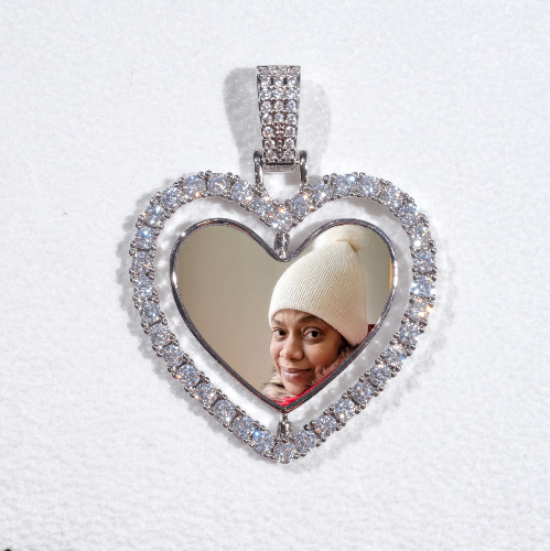 3D Spinning 2-Faced Heart Custom Picture Pendant