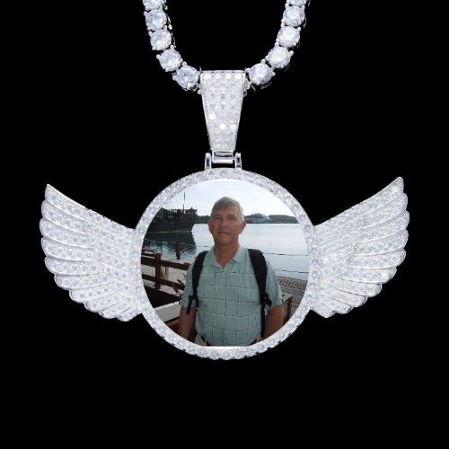 925S & VVS Moissanite 3D Wing Custom Picture Pendant
