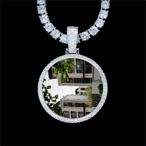 925S & VVS Moissanite 3D Circle Custom Picture Pendant