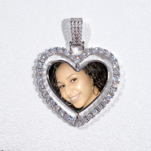 3D Spinning 2-Faced Heart Custom Picture Pendant