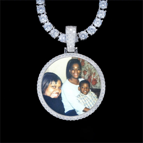 925S & VVS Moissanite 3D Circle Custom Picture Pendant