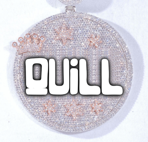 CUSTOM LETTER NECKLACE 3D BIG CROWN DISC