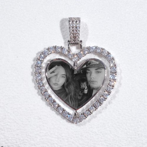 3D Spinning 2-Faced Heart Custom Picture Pendant