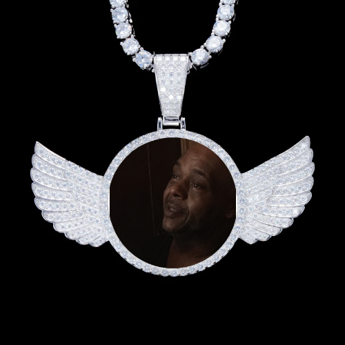 925S & VVS Moissanite 3D Wing Custom Picture Pendant