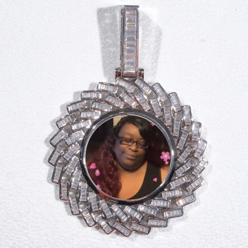 Large 3D Baguette Custom Picture Pendant